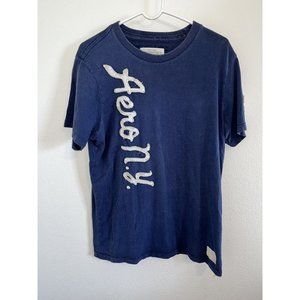 Aeropostale T Shirt Men Large 87 Navy Distressed Grunge Cotton